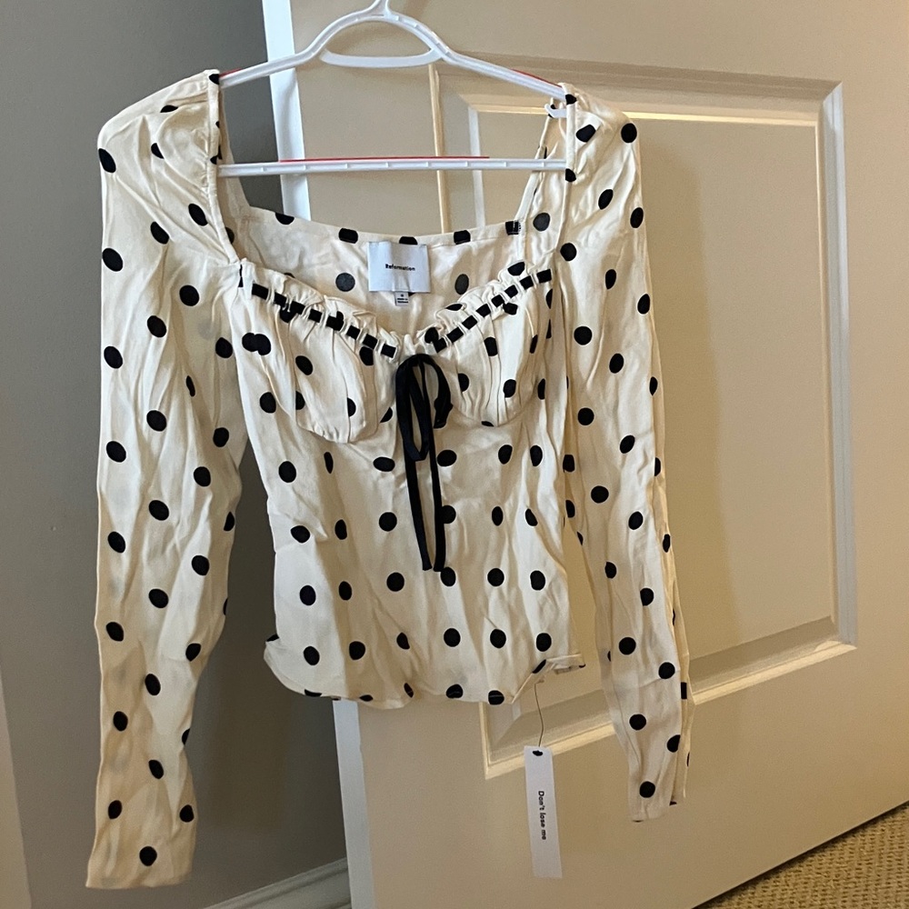 Reformation Carlisa Top in Sundae Dot
